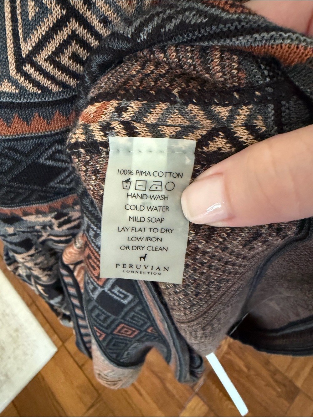 Peruvian Connection Black Midi Dress with Rust and Light Blue Accents - Picture 9 of 11